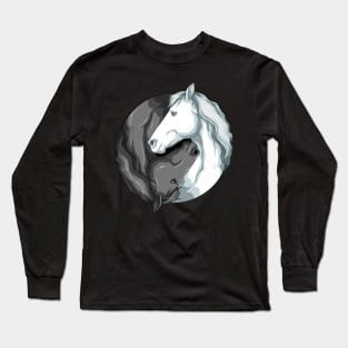 Horseback Riding Yin Yang Yoga Horses Art Equestrian Long Sleeve T-Shirt